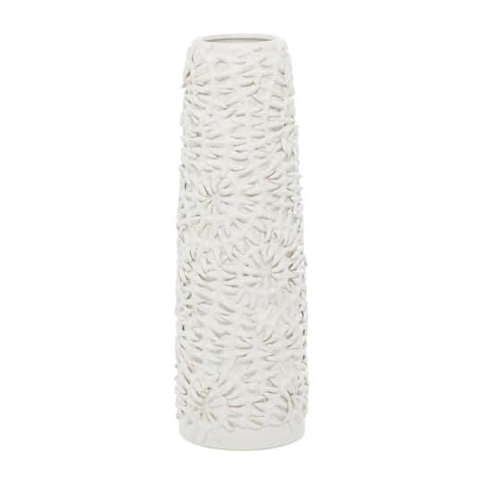 White Ceramic Contemporary Vase, 17" x 6" x 6"